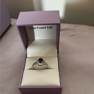 Silver Ring with Red Gemstone